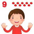 Learn number and counting with kidÃ¢â¬â¢s hand showing the number n